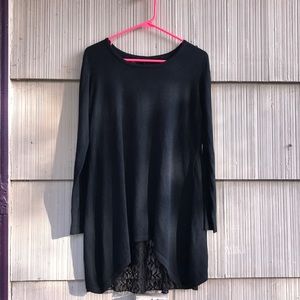 ✅Black Sweater with open lace back with cute bow